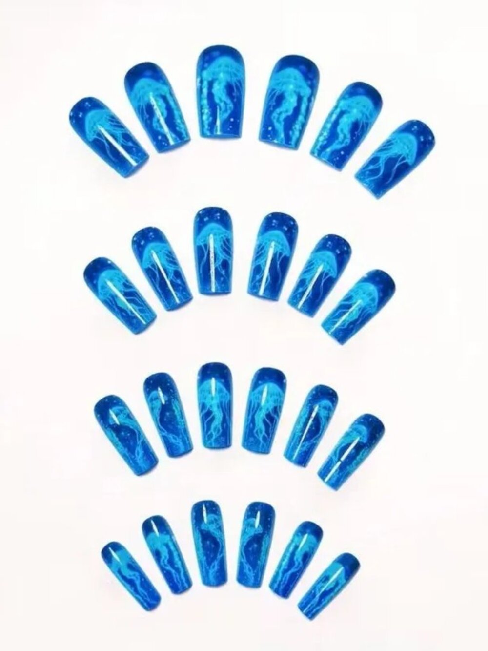 48pcs Ice Transparent Gradient Wearable Nail Jellyfish Blended Wearable Nail - Picture 2 of 3